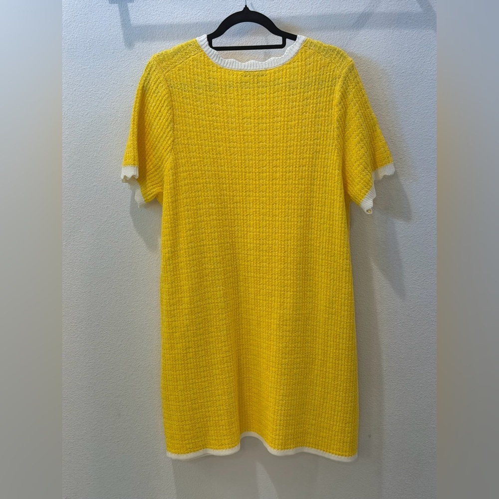 Vintage Inspired Yellow Mini Knit Retro Mod Sweater Dress XL Mad Men 1950s chic - Picture 8 of 11